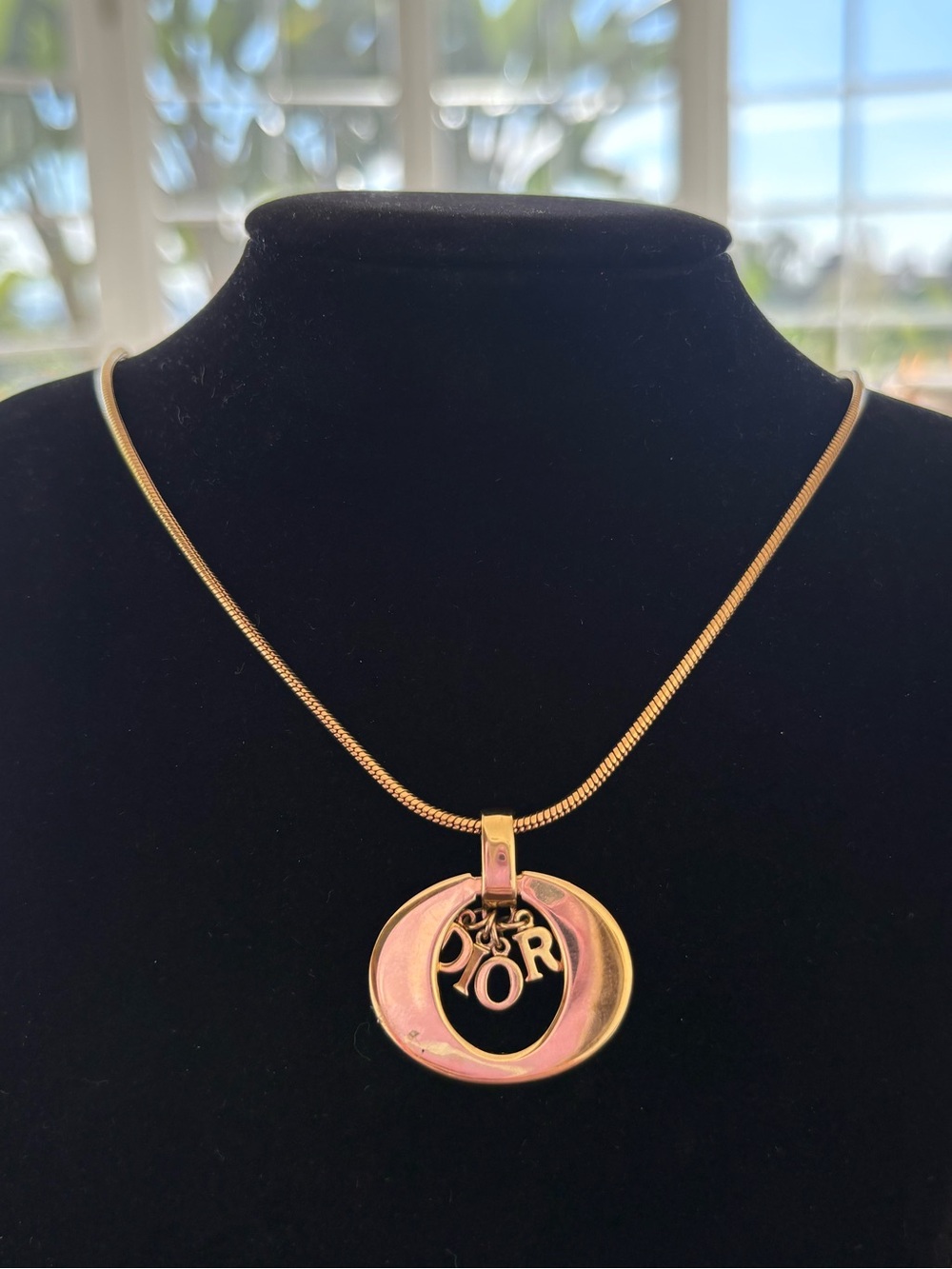 DIOR Gold-Tone D-I-O-R Pendant Necklace